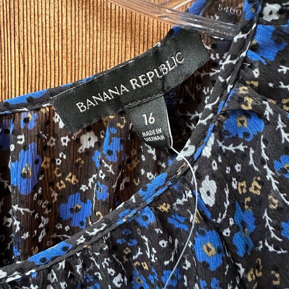 NWT Banana Republic Black/Blue Floral Velvet Dot Maxi Dress in Women's 16 - Picture 3 of 16